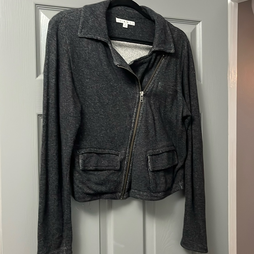 Cabi Grey Knit Moto Jacket Sizer Medium.